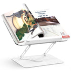 ShoppingAll - Porte-livre pliable et réglable avec base rotative à 360° et clips élastiques - Blanc-Design Réglable À 360° - Trouvez l’angle parfait pour lire, étudier ou cuisiner en toute simplicité. Que vous soyez à votre bureau, sur le comptoir de cuisine ou dans votre lit, profitez d’un confort et d’une commodité totale.
