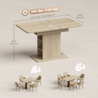 HOMCOM - Table à manger extensible 43,3 po-51,2 po avec étagères de rangement ouvertes pour 4-6 personnes - bois naturel-Sa finition à grain de bois naturel ajoute une touche de chaleur à toute salle à manger 