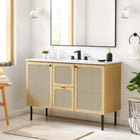 Modway - Chaucer 48" Armoire de toilette de salle de bain (lavabo non inclus) - Chêne-Boutons d’armoire en métal