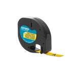 DYMO - Ruban d'étiquettes LetraTag, 12 mm (1/2 po), noir sur jaune-Résistant, nettoyable et à l'épreuve des intempéries