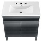 Modway - Render 30" Armoire à coiffeuse de salle de bain - Gris blanc-Construction en panneaux de particules et stratifiés