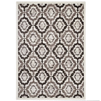 Modway - Kalinda Treillis rustiques vintage marocains Tapis de 5 pi l x 8 pi L - Brun, beige et ivoire-Tapis vintage marocain en treillis