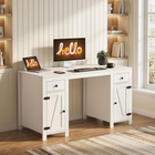 HOMCOM - Bureau exécutif style ferme 53 po avec tiroirs et 2 armoires - grain de bois blanc-Plusieurs tiroirs et armoires offrent un grand espace de rangement pour l’organisation