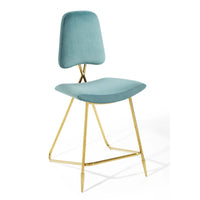 Modway - Ponder Performance Velvet Tabouret de comptoir - Bleu de mer-Rembourrage en velours polyester Performance