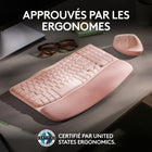 Logitech - Wave Keys clavier ergonomique sans fil - Rose-Certification Ergo: le clavier ergonomique Wave Keys a été conçu et testé selon les critères définis par les plus grands ergonomes et a été approuvé par United States Ergonomics 