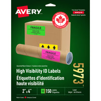 Avery - Étiquettes voyantes, couleurs fluo variées, laser, 2 x 4 po, Paquet de 150-Étiquette permanente