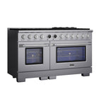 Kucht - 60 po Série KXP Cuisinière double énergie Gaz naturel - Acier inoxydable-Cette cuisinière à dix foyers comprend deux brûleurs de 20 000 BTU, un de 15 000 BTU, deux de 12 000 BTU, trois de 9 000 BTU et deux de 6 000 BTU