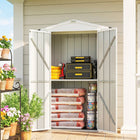 Outsunny - Remise de rangement extérieure 4 pi x 1,3 pi, avec étagère, gris clair-Cette remise est fabriquée en acier galvanisé antirouille et résistant aux UV pour une utilisation durable

