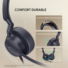 Casque UC double Yealink UH42 - Casque pour téléphone et ordinateur - Certifié UC - Noir-Longueur du câble USB : 1,5 m (de l'unité de contrôle d'appel à la prise USB)
