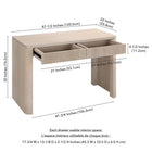 Hudson&Canal - Bureau rectangulaire cannelé Palmera de 120,7 cm de large, couleur blanc aulne-Dimensions du produit : 47,5 po L x 22 po l x 30 po H
