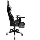 Nicer Furniture - chaise de jeu de style course avec repose-pieds - blanc-Base en plastique dur assurant une durabilité et un soutien à long terme.  