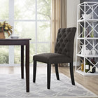 Modway - Duchess Bouton touffé Tissu Chaise à manger - Brown-Pieds en caoutchouc massif