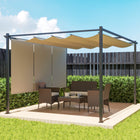 Outsunny - Retractable Pergola Canopy avec store à enrouleur - 10 pi x 12 pi - beige-Les côtés enroulables de la pergola bloquent le vent et le soleil, créant un espace extérieur confortable 