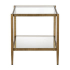 Hudson&Canal - Table d'appoint carrée Hera 50 cm de large avec étagère miroir - Laiton-Comprend un plateau et une étagère en verre trempé