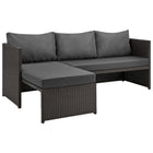 Manhattan Comfort - Ensemble de 3 : canapé 2 places et fauteuil lounge de patio moderne Menton avec table basse - marron et gris-Le canapé 3 places avec méridienne comprend 3 coussins de dossier pour plus de confort