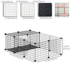 PawHut - Parc à 16 panneaux pour cochons d’Inde et lapins avec porte-24 attaches zippées et 1 attache zippée pour la petite porte 