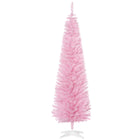HOMCOM - Sapin de Noël artificiel 6' mince - décoration de fête - rose-La couleur rose crée une atmosphère romantique, ajoutant la joie de Noël à cet arbre de Noël 