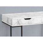 Monarch Specialties - 7558 Bureau 48 po L - Faux Marbre Blanc/Metal Noir-Fini sur tous les côtés pour un placement flexible n'importe où dans un bureau à domicile