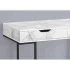 Monarch Specialties - 7558 Bureau 48 po L - Faux Marbre Blanc/Metal Noir-Fini sur tous les côtés pour un placement flexible n'importe où dans un bureau à domicile