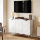 HOMCOM - Buffet moderne 36 po avec portes de rangement - blanc-Convient à la salle à manger, la cuisine, le salon ou tout autre espace restreint nécessitant un peu plus de rangement 
