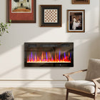 HOMCOM - Cheminée électrique murale 36 po avec mode éco - 1500 W-Créez des effets de flammes avec 12 couleurs de flammes, 12 teintes de lit de cristal, 5 vitesses et 5 niveaux de luminosité. Effet de flamme indépendant pour une ambiance toute l’année