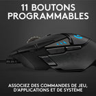 Logitech – Souris de jeu hautes performances G502 Hero (910-005469 G502)-Boutons principaux avec des commutateurs mécaniques pouvant résister à 50 millions de clics, un câble tressé avec une attache scratch, des poignées latérales en caoutchouc, un emplacement pour les poids magnétique, et bien plus encore