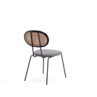 Manhattan Comfort - Ensemble de 4 chaises de salle à manger Jardin 19,09 po style industriel chic, rembourrées, noir et gris-Dossier de dossier rond unique en rotin