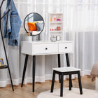 HOMCOM - Coiffeuse avec tabouret - 31,5 po L x 16,5 po l x 51,6 po H - blanc, noir-Convient pour la chambre, le dressing ou le vestiaire 