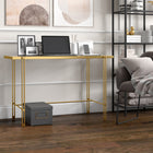 Hudson&Canal - Bureau Inez 48" - Laiton-Le bureau présente un espace inférieur ouvert avec une barre transversale enveloppante