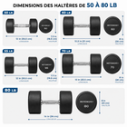 MotionGrey - Haltère  à poids fixe pour l’entraînement musculaire à domicile - 50 lb-7