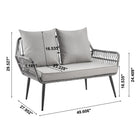 Manhattan Comfort - Ensemble de conversation moderne Portofino pour patio, 4 personnes avec table basse - Gris - Ensemble de 4-Dimensions de la table basse : 90 cm de longueur, 55 cm de profondeur, 40 cm de hauteur