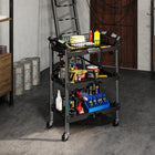 HOMCOM - Chariot à outils pliable à 3 niveaux avec roulettes-Conception à trois niveaux supportant jusqu'à 68 kg, idéal pour les outils légers