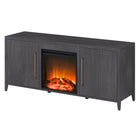 Hudson&Canal - Meuble TV Jasper avec cheminée à bois pour téléviseurs jusqu'à 65 pouces - Gris anthracite-L'insert de cheminée dispose de 4777 BTU (couverture thermique pour 400 pieds carrés) et d'un arrêt automatique de la température pour plus de sécurité