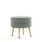 Manhattan Comfort - Bailey pouf capitonné moderne du milieu du siècle de 18,11" en mélange de polyester - vert sauge avec pieds dorés-Ottoman moderne du milieu du siècle parfait pour une utilisation dans le salon