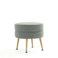 Manhattan Comfort - Bailey pouf capitonné moderne du milieu du siècle de 18,11" en mélange de polyester - vert sauge avec pieds dorés-Ottoman moderne du milieu du siècle parfait pour une utilisation dans le salon