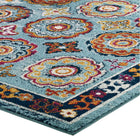 Modway - Entourage Treillis marocain floral vieilli d’Odile Tapis de comédie 8 pi l x 10 pi L - Bleu, Rouge, Orange, Jaune-Haute densité / Tissé à la machine