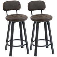 HOMCOM - Tabourets de bar pivotants hauteur comptoir - brun - paquet de 2-Siège rembourré et dossier profilé pour un confort durable 
