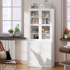 HOMCOM - Bibliothèque armoire de rangement 71 po avec portes et étagères - blanc-Couleur : Blanc 
