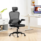 HOMCOM - Chaise de bureau ergonomique avec support lombaire et accoudoirs relevables - noir-Les accoudoirs relevables permettent de gagner de la place, idéal pour les petites pièces et appartements 