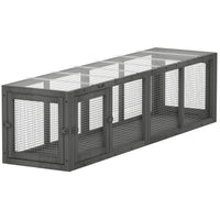 PawHut - Tunnel pour chat d’extérieur, enclos extensible pour animaux avec 3 portes - gris-Tunnel pour chat en bois massif de sapin avec toit en plastique et treillis métallique pour une durabilité accrue 