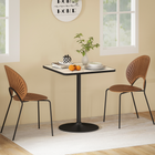 HOMCOM - Table à manger ronde avec plateau effet marbre et base ronde pour 4 personnes - blanc-Patins antidérapants pour éviter d'endommager le sol 