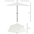 Outsunny - Parasol demi-rond de patio avec manivelle et 5 baleines - 9 pi - beige-Montage et démontage faciles grâce à la manivelle