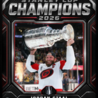 Frameworth - Cadre photoglass de Jordan Staal 16x20 des Carolina Hurricanes champions Coupe Stanley 2026 - 18 po l x 22 po H-Encadré professionnellement au Canada : l’image est imprimée en ultra haute définition directement sur le verre et finie dans un cadre noir