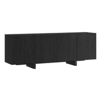 Hudson&Canal - Meuble TV rectangulaire cannelé Harold pour téléviseurs jusqu'à 75 po - Noir veiné-Un design transitionnel permet d'accueillir des téléviseurs jusqu'à 75 pouces dans votre espace de divertissement