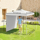 Outsunny - Tente auvent pliante 8 pi l x 8 pi L avec paroi latérale - Sac de transport - Blanc-La couverture UV30+ reflète 90 % des rayons nocifs du soleil, les trous de drainage évitent l’accumulation d’eau