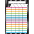 Ashley Productions - ASH91034-6 Tableau intelligent en polyvalent - 13" x 19" - Motifs à pois noir et blanc - avec œillet - Paquet de 6-Surface inscriptible/effaçable, à utiliser avec des marqueurs effaçables à sec ou à base d'eau et des crayons lavables.