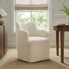 Modway - Cordelle Mélange de lin Chaise pivotante d’accent - Flocons d’avoine rayés-Rembourrage en mélange de lin rayé