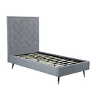 Manhattan Comfort - Lit une place moderne Crosby 81,1" en velours - Gris-44,5 po L x 81,1 po l x 59,1 po H