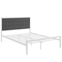 Modway - Millie Tissu Lit King, Gris blanc-Cadre de lit à plateforme avec tête de lit