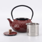 Minimal Enamelled Cast Iron Teapot - Sakura Red - 0.6 L-Perfect for brew the team and boil water with it